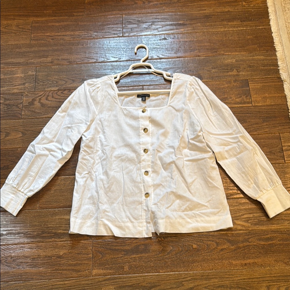 Saks Fifth Avenue Cream Button-Down Women's Shirt